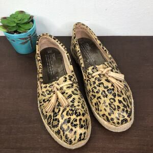 TOMS Leopard Print Slip On Espadrille Flats with Tassel Detail Women's Size 6